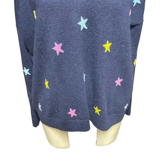 J. Crew Navy Blue Stars V-Neck‎ Cashmere Sweater Size XS - Picture 3 of 6
